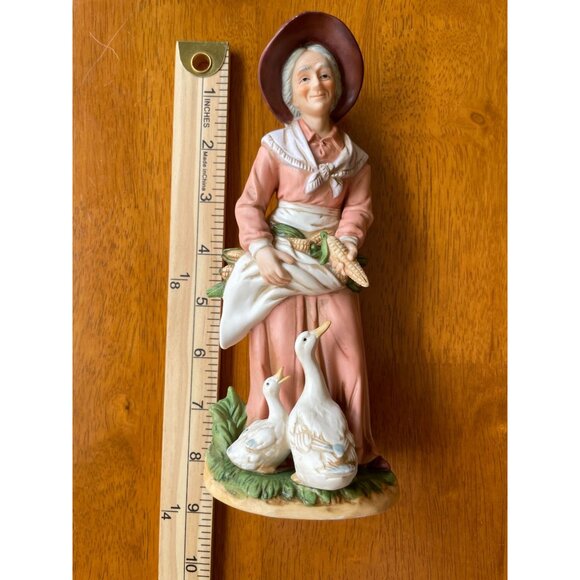Homco 1477 Vintage Porcelain Figurine Of Woman With Geese Life On The farm - Picture 3 of 5